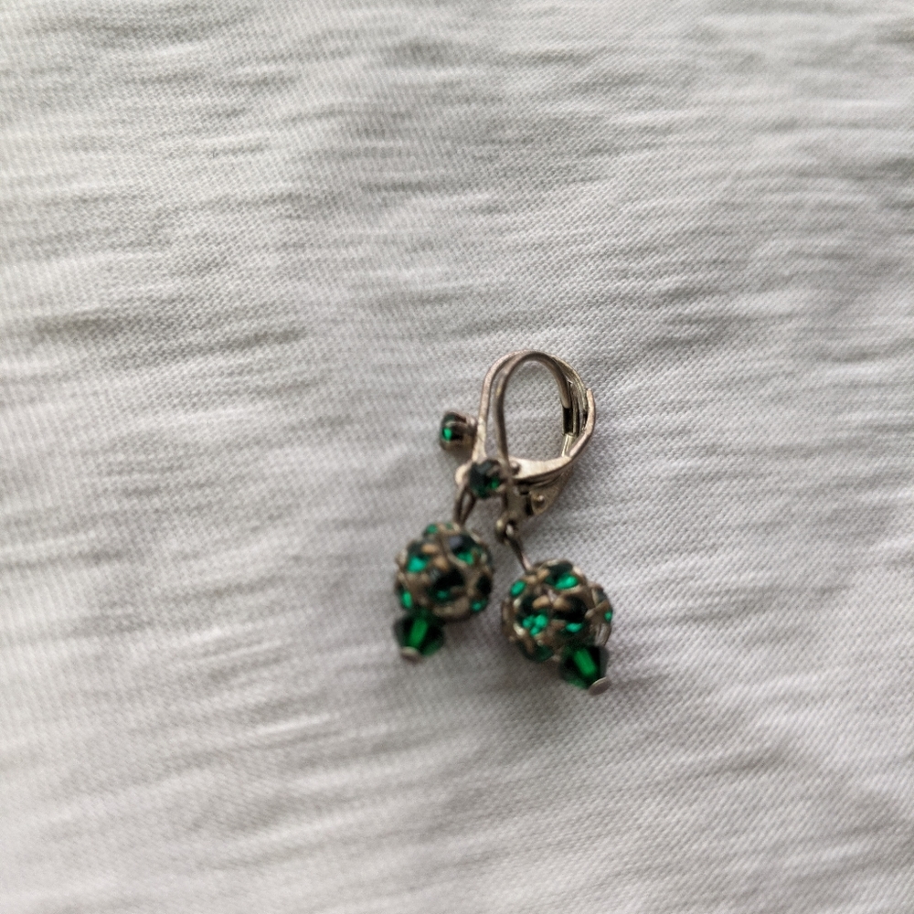 Green disco ball earrings